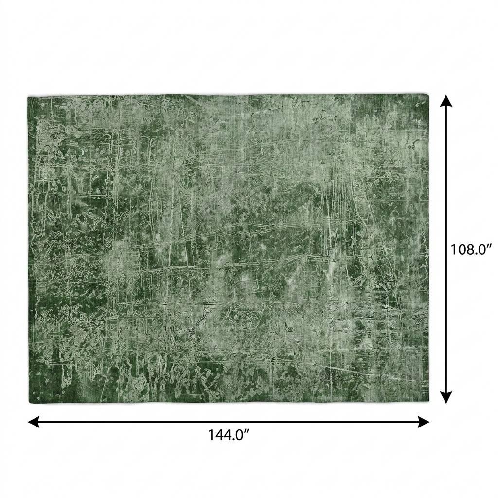 9' X 12' Emerald And Ivory Abstract Shag Washable Area Rug With UV Protection - HomeRoots - Flyclothing LLC