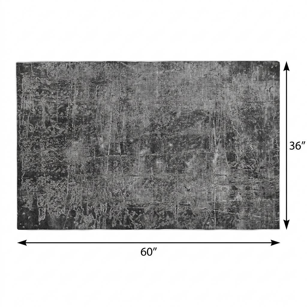 3' X 5' Gray And Charcoal Abstract Shag Washable Area Rug With UV Protection - HomeRoots - Flyclothing LLC