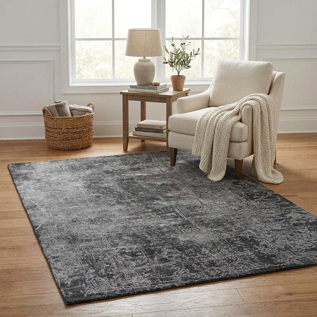 5' X 8' Gray And Charcoal Abstract Shag Washable Area Rug With UV Protection - HomeRoots - Flyclothing LLC
