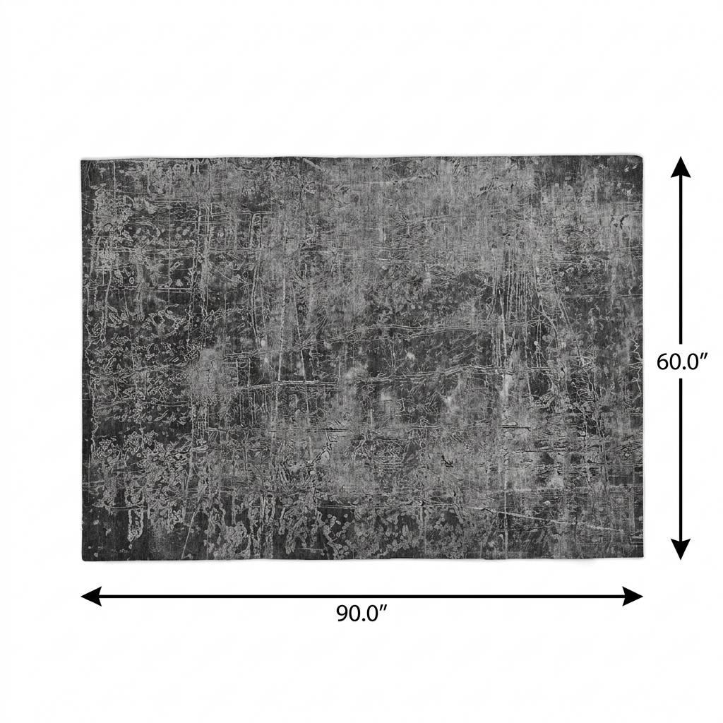 5' X 8' Gray And Charcoal Abstract Shag Washable Area Rug With UV Protection - HomeRoots - Flyclothing LLC