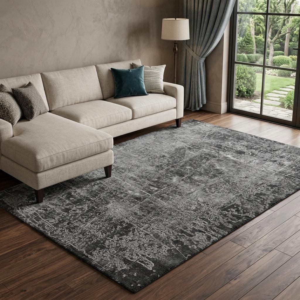 8' X 10' Gray And Charcoal Abstract Shag Washable Area Rug With UV Protection - HomeRoots - Flyclothing LLC