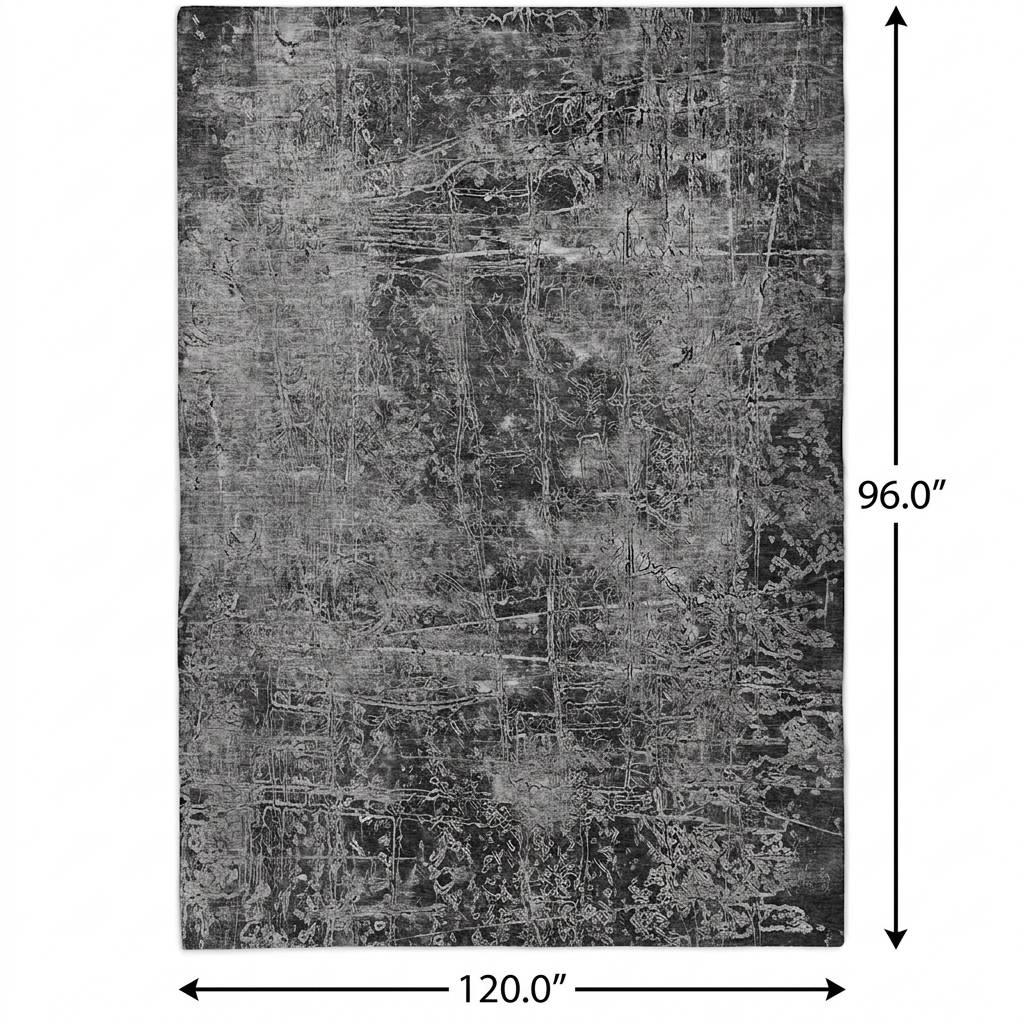 8' X 10' Gray And Charcoal Abstract Shag Washable Area Rug With UV Protection - HomeRoots - Flyclothing LLC