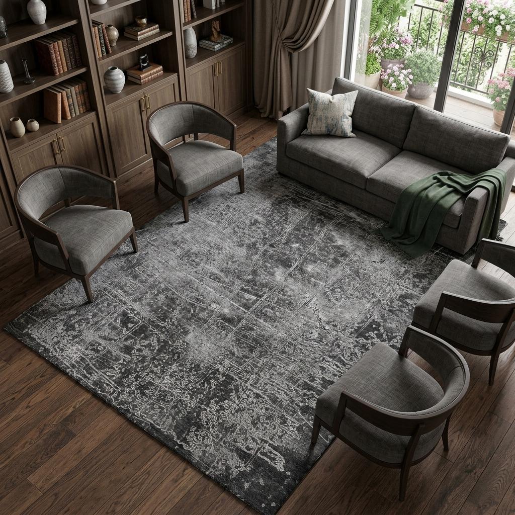 9' X 12' Gray And Charcoal Abstract Shag Washable Area Rug With UV Protection - HomeRoots - Flyclothing LLC