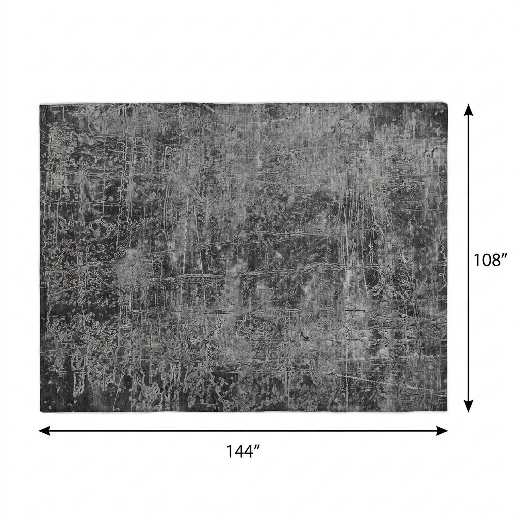9' X 12' Gray And Charcoal Abstract Shag Washable Area Rug With UV Protection - HomeRoots - Flyclothing LLC