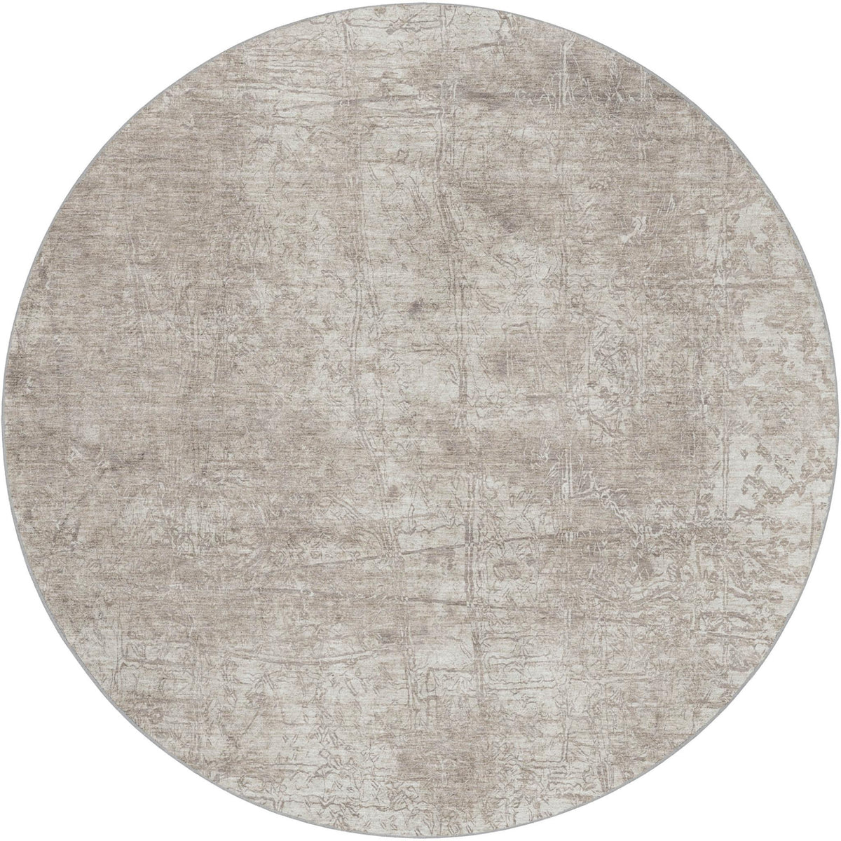8' Ivory And Gray Abstract Shag Washable Round Rug With UV Protection - HomeRoots - Flyclothing LLC