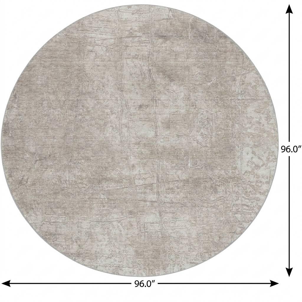 8' Ivory And Gray Abstract Shag Washable Round Rug With UV Protection - HomeRoots - Flyclothing LLC