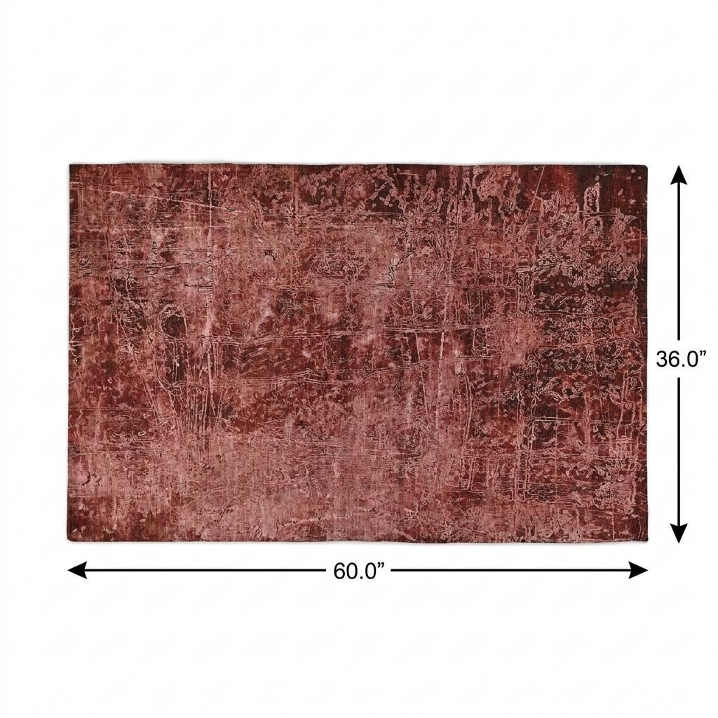 3' X 5' Merlot And Charcoal Abstract Shag Washable Area Rug With UV Protection - HomeRoots - Flyclothing LLC