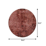 8' Merlot And Charcoal Abstract Shag Washable Round Rug With UV Protection - HomeRoots - Flyclothing LLC