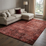 9' X 12' Merlot And Charcoal Abstract Shag Washable Area Rug With UV Protection - HomeRoots - Flyclothing LLC