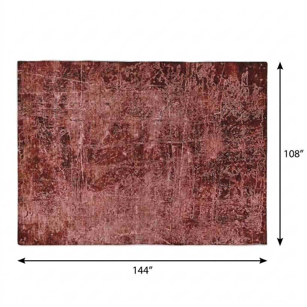 9' X 12' Merlot And Charcoal Abstract Shag Washable Area Rug With UV Protection - HomeRoots - Flyclothing LLC