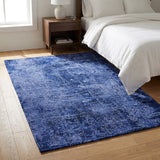 3' X 5' Navy Blue And Ivory Abstract Shag Washable Area Rug With UV Protection - HomeRoots - Flyclothing LLC