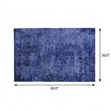 3' X 5' Navy Blue And Ivory Abstract Shag Washable Area Rug With UV Protection - HomeRoots - Flyclothing LLC