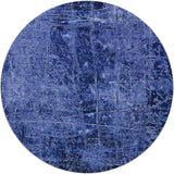 8' Navy Blue And Ivory Abstract Shag Washable Round Rug With UV Protection - HomeRoots - Flyclothing LLC