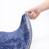 8' Navy Blue And Ivory Abstract Shag Washable Round Rug With UV Protection - HomeRoots - Flyclothing LLC