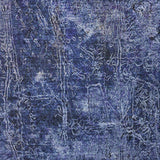 8' Navy Blue And Ivory Abstract Shag Washable Round Rug With UV Protection - HomeRoots - Flyclothing LLC