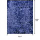 8' X 10' Navy Blue And Ivory Abstract Shag Washable Area Rug With UV Protection - HomeRoots - Flyclothing LLC