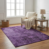 5' X 8' Purple And Charcoal Abstract Shag Washable Area Rug With UV Protection - HomeRoots - Flyclothing LLC