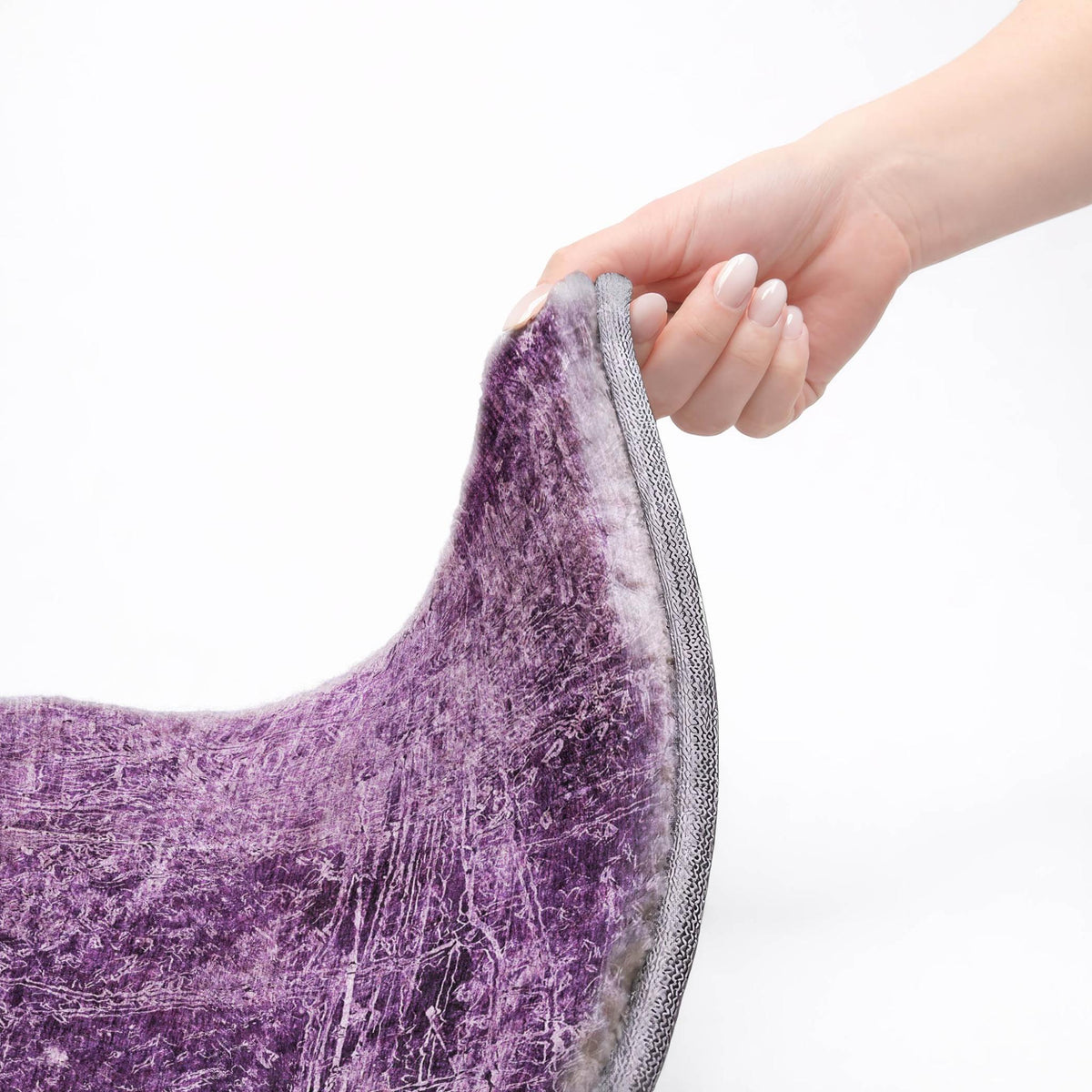 5' X 8' Purple And Charcoal Abstract Shag Washable Area Rug With UV Protection - HomeRoots - Flyclothing LLC