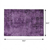 5' X 8' Purple And Charcoal Abstract Shag Washable Area Rug With UV Protection - HomeRoots - Flyclothing LLC