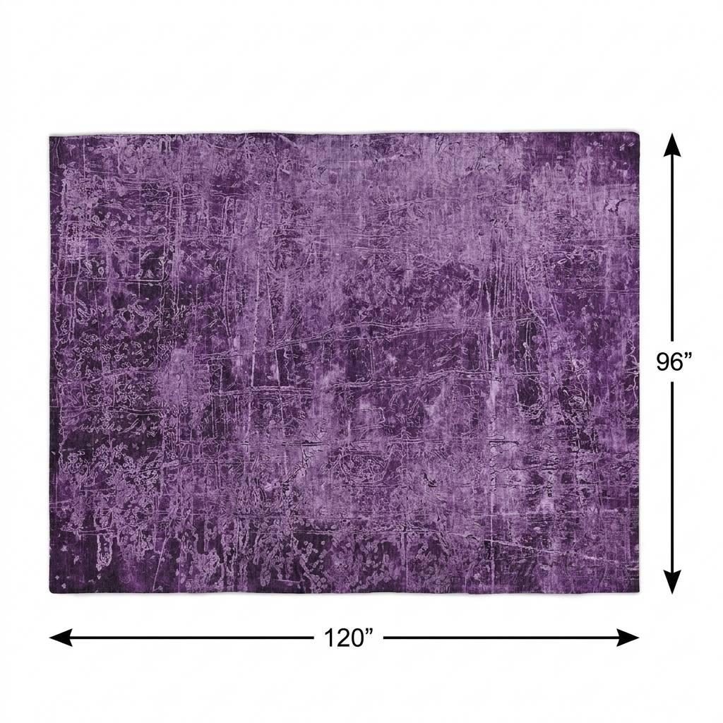 8' X 10' Purple And Charcoal Abstract Shag Washable Area Rug With UV Protection - HomeRoots - Flyclothing LLC