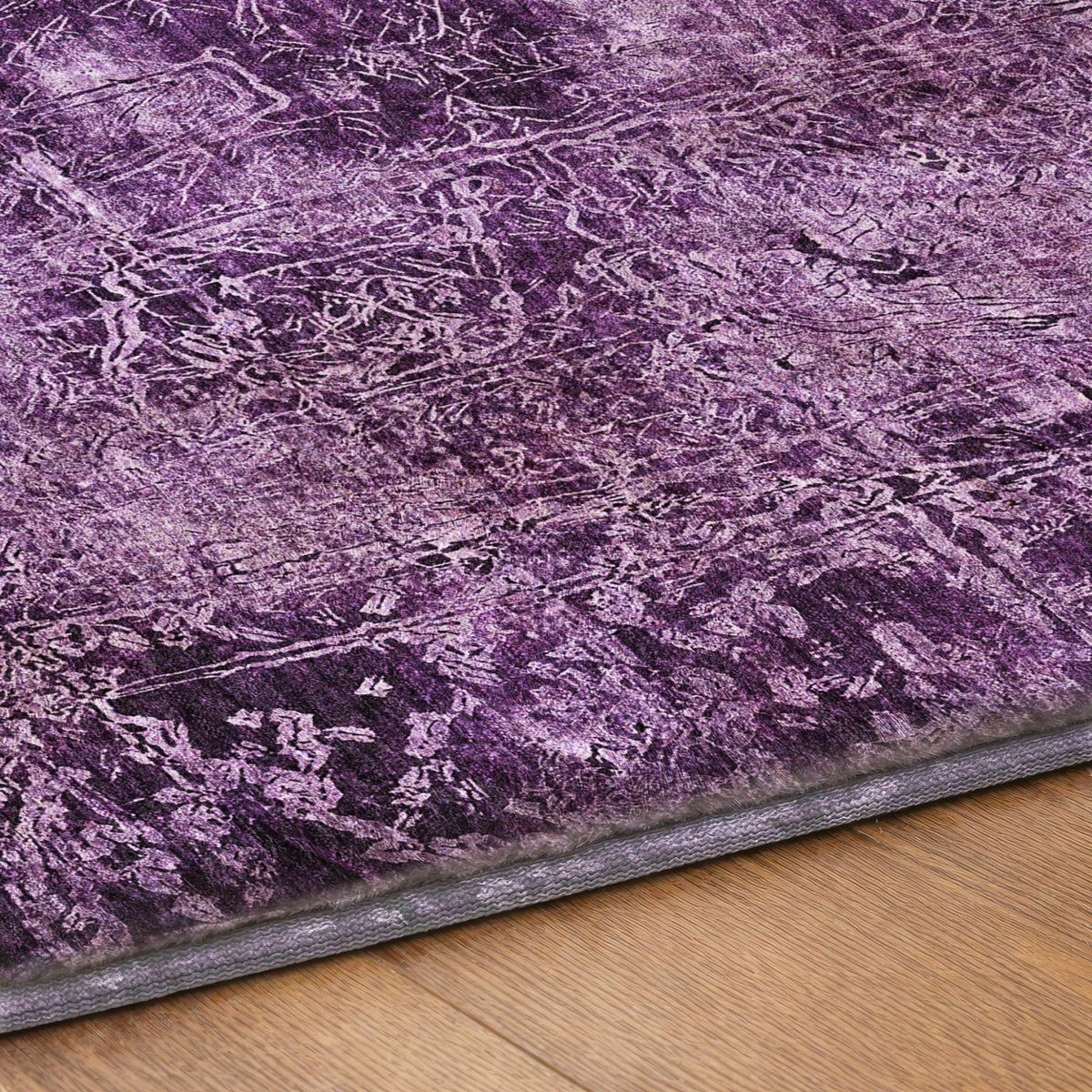 10' X 14' Purple And Charcoal Abstract Shag Washable Area Rug With UV Protection - HomeRoots - Flyclothing LLC