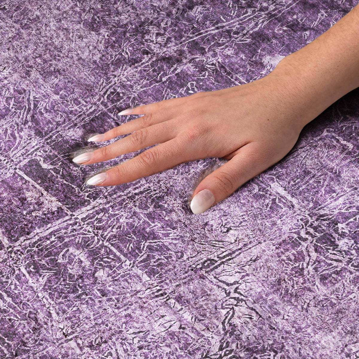 10' X 14' Purple And Charcoal Abstract Shag Washable Area Rug With UV Protection - HomeRoots - Flyclothing LLC