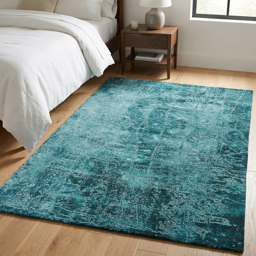 3' X 5' Teal And Ivory Abstract Shag Washable Area Rug With UV Protection - HomeRoots - Flyclothing LLC