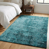 3' X 5' Teal And Ivory Abstract Shag Washable Area Rug With UV Protection - HomeRoots - Flyclothing LLC
