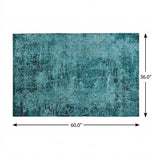 3' X 5' Teal And Ivory Abstract Shag Washable Area Rug With UV Protection - HomeRoots - Flyclothing LLC