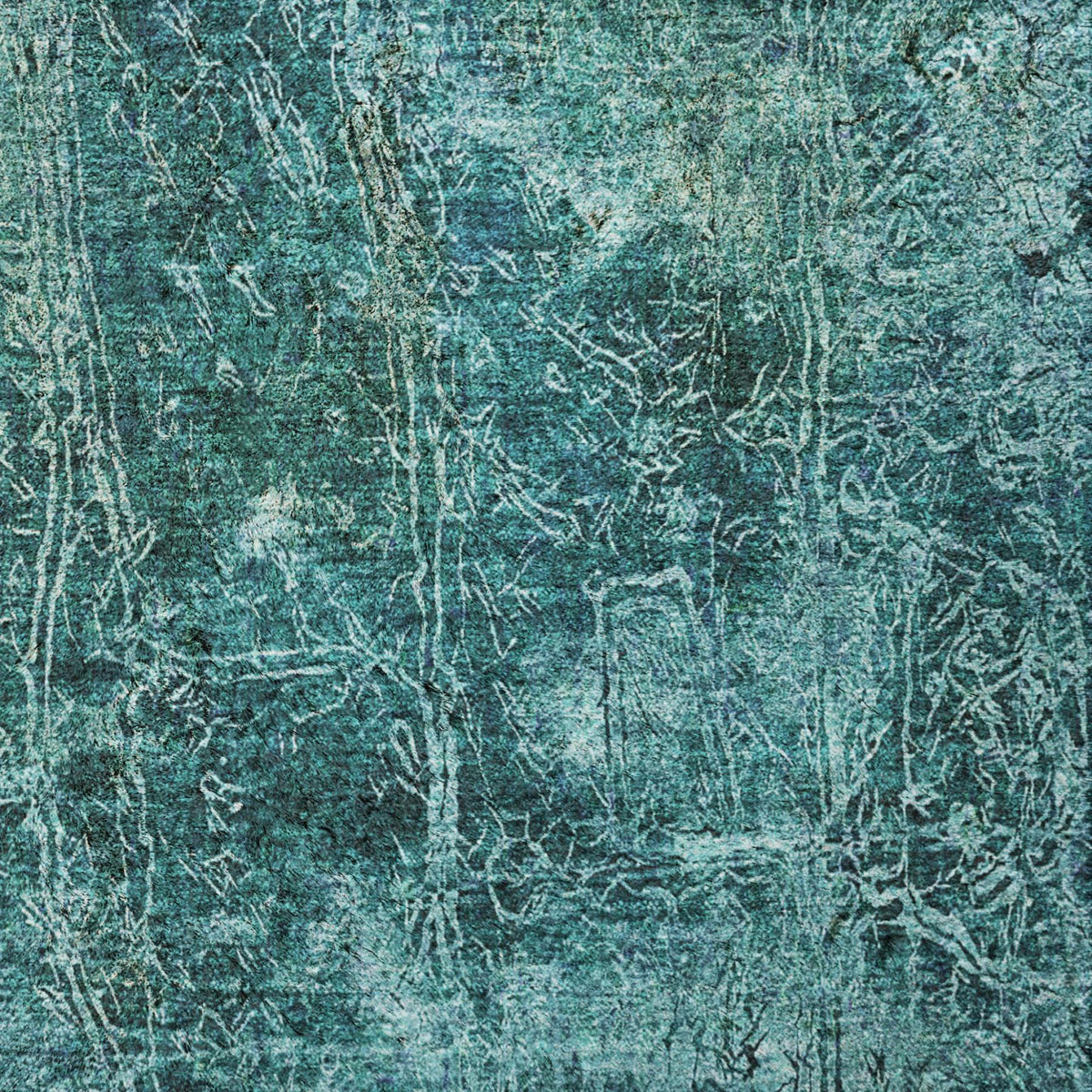 5' X 8' Teal And Ivory Abstract Shag Washable Area Rug With UV Protection - HomeRoots - Flyclothing LLC