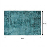5' X 8' Teal And Ivory Abstract Shag Washable Area Rug With UV Protection - HomeRoots - Flyclothing LLC