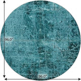8' Teal And Ivory Abstract Shag Washable Round Rug With UV Protection - HomeRoots - Flyclothing LLC
