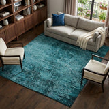8' X 10' Teal And Ivory Abstract Shag Washable Area Rug With UV Protection - HomeRoots - Flyclothing LLC