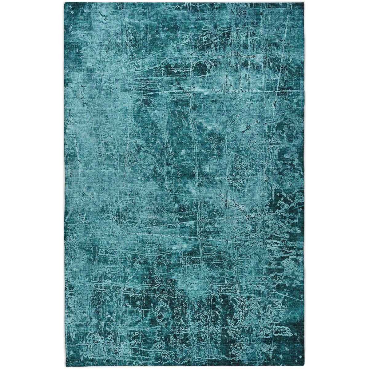8' X 10' Teal And Ivory Abstract Shag Washable Area Rug With UV Protection - HomeRoots - Flyclothing LLC