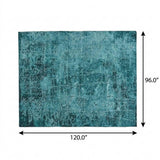 8' X 10' Teal And Ivory Abstract Shag Washable Area Rug With UV Protection - HomeRoots - Flyclothing LLC