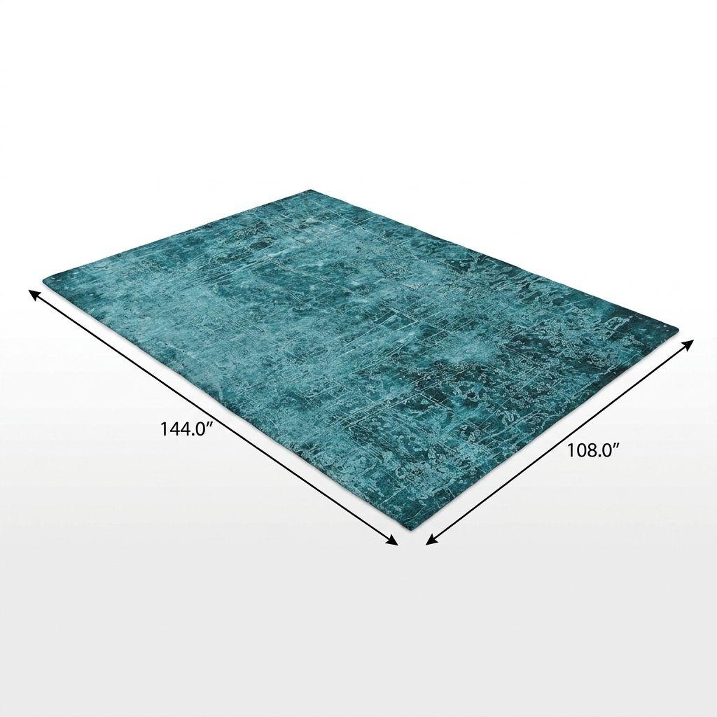 9' X 12' Teal And Ivory Abstract Shag Washable Area Rug With UV Protection - HomeRoots - Flyclothing LLC