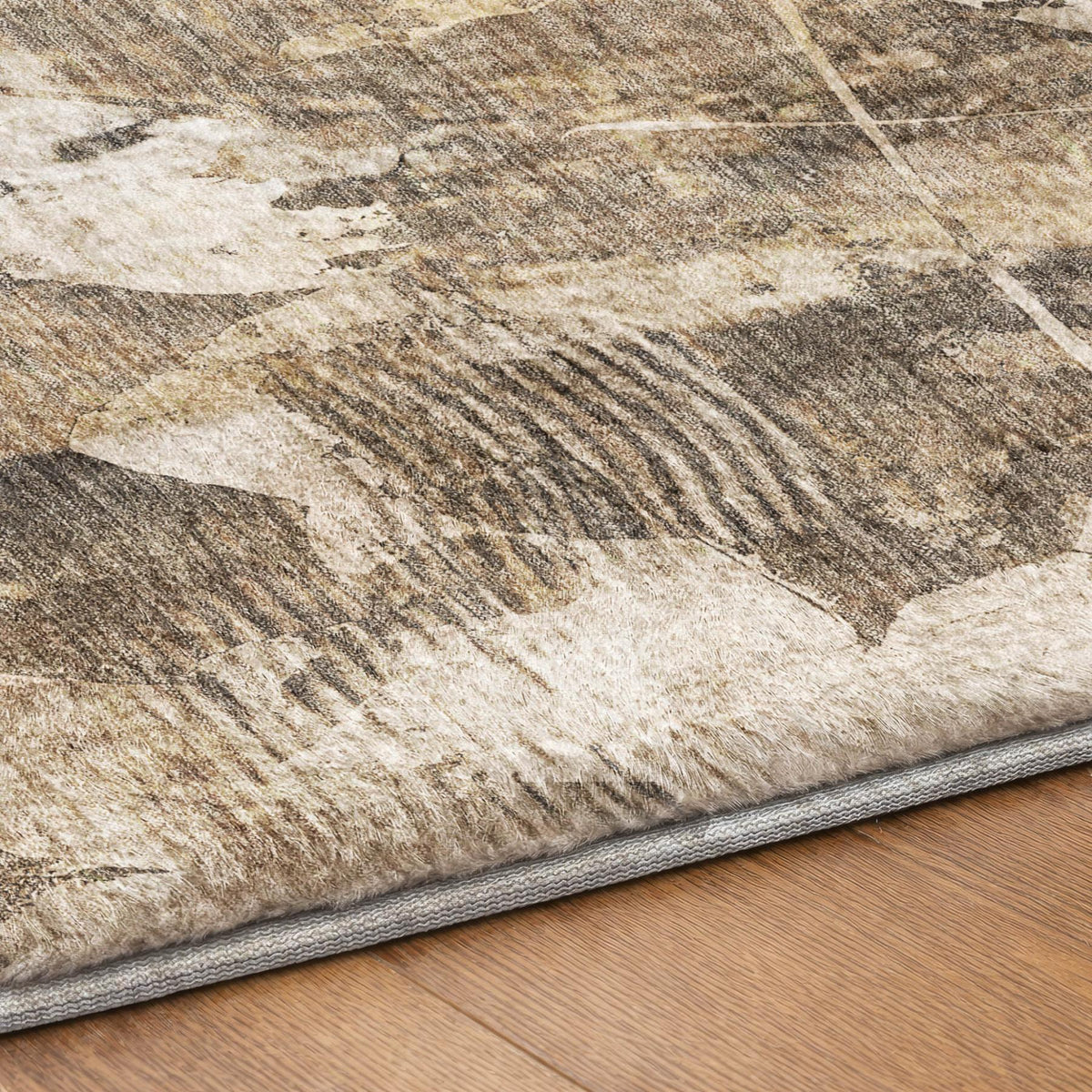 3' X 5' Beige And Ivory Floral Shag Washable Area Rug With UV Protection - HomeRoots - Flyclothing LLC