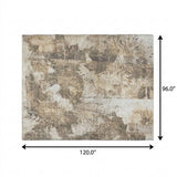 8' X 10' Beige And Ivory Floral Shag Washable Area Rug With UV Protection - HomeRoots - Flyclothing LLC