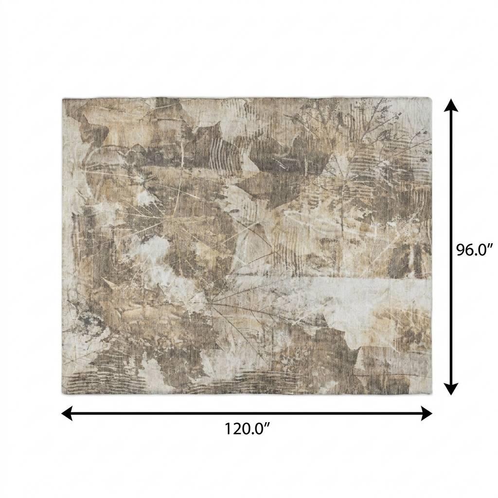 8' X 10' Beige And Ivory Floral Shag Washable Area Rug With UV Protection - HomeRoots - Flyclothing LLC