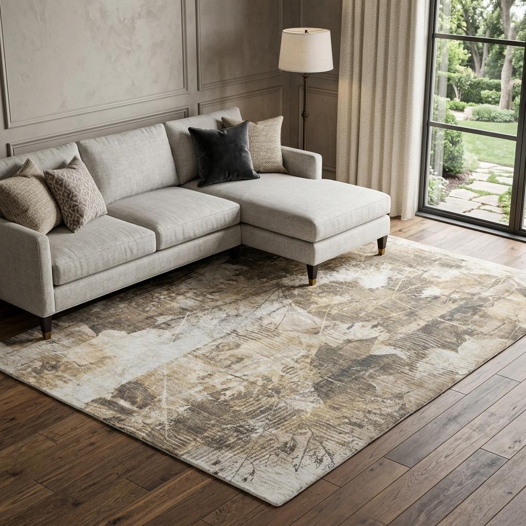 9' X 12' Beige And Ivory Floral Shag Washable Area Rug With UV Protection - HomeRoots - Flyclothing LLC