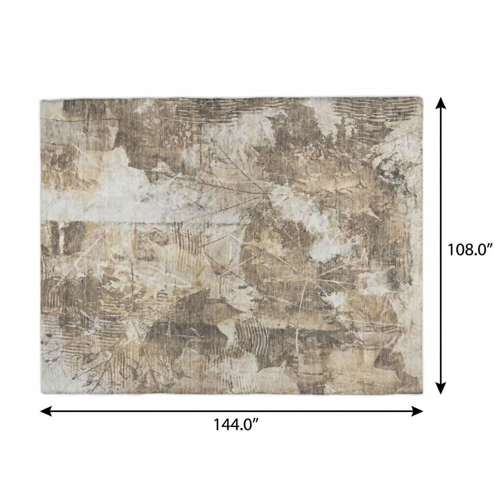 9' X 12' Beige And Ivory Floral Shag Washable Area Rug With UV Protection - HomeRoots - Flyclothing LLC