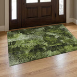 3' X 5' Green And Charcoal Floral Shag Washable Area Rug With UV Protection - HomeRoots - Flyclothing LLC
