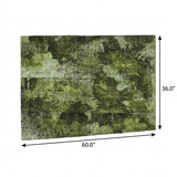 3' X 5' Green And Charcoal Floral Shag Washable Area Rug With UV Protection - HomeRoots - Flyclothing LLC