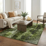 5' X 8' Green And Charcoal Floral Shag Washable Area Rug With UV Protection - HomeRoots - Flyclothing LLC