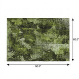 5' X 8' Green And Charcoal Floral Shag Washable Area Rug With UV Protection - HomeRoots - Flyclothing LLC