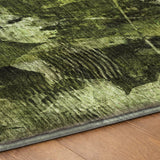 8' Green And Charcoal Floral Shag Washable Round Rug With UV Protection - HomeRoots - Flyclothing LLC