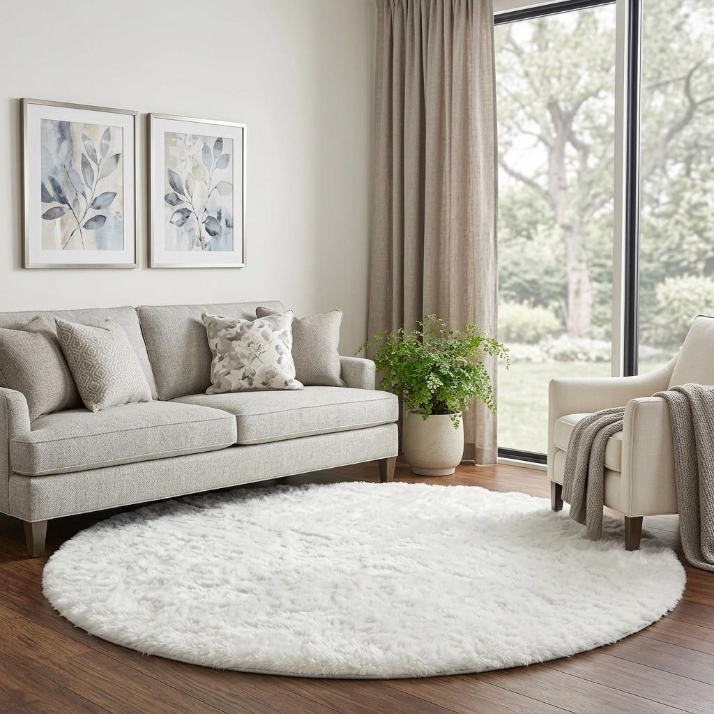 8' Green And Charcoal Floral Shag Washable Round Rug With UV Protection - HomeRoots - Flyclothing LLC