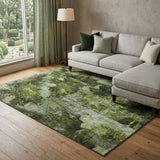 8' X 10' Green And Charcoal Floral Shag Washable Area Rug With UV Protection - HomeRoots - Flyclothing LLC