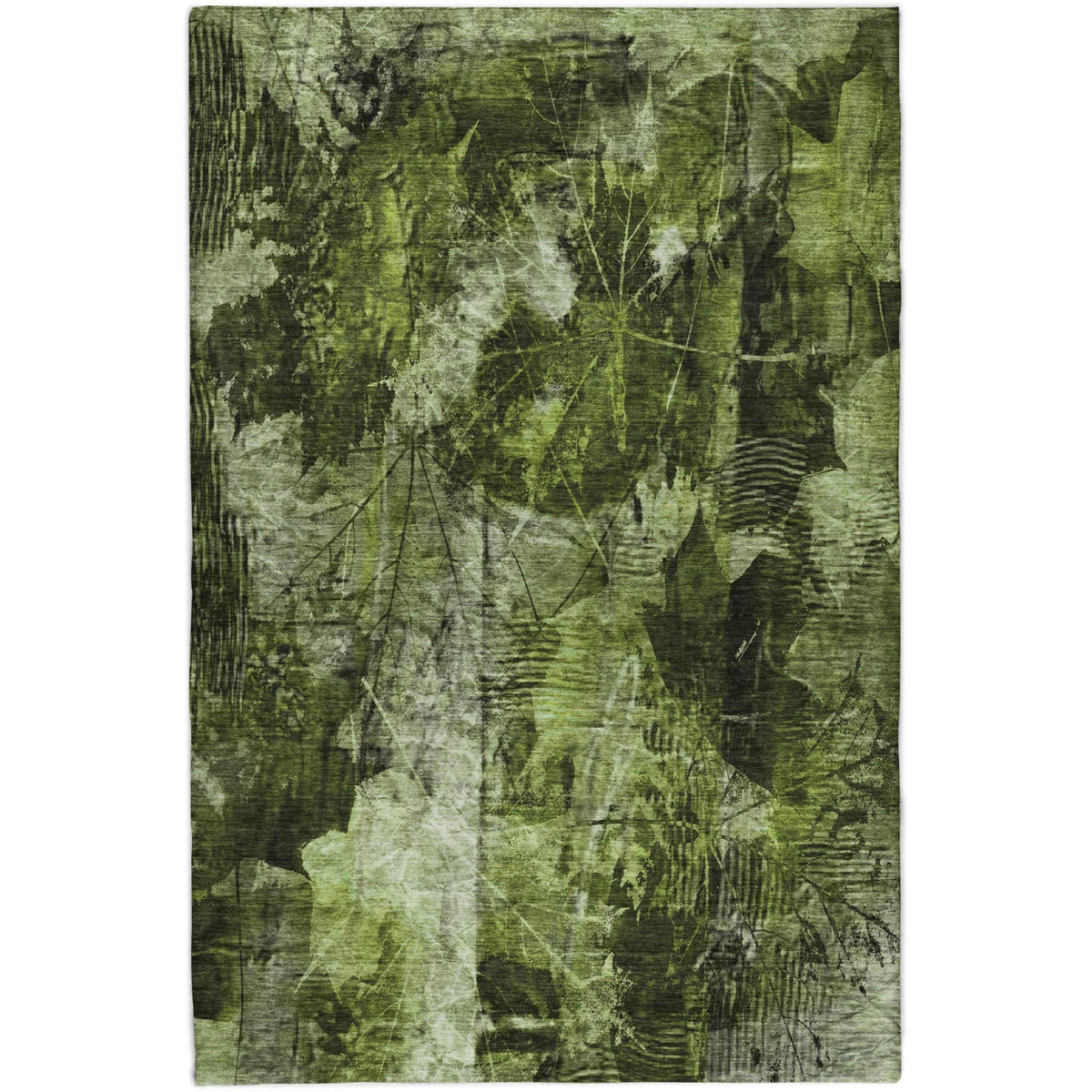 8' X 10' Green And Charcoal Floral Shag Washable Area Rug With UV Protection - HomeRoots - Flyclothing LLC