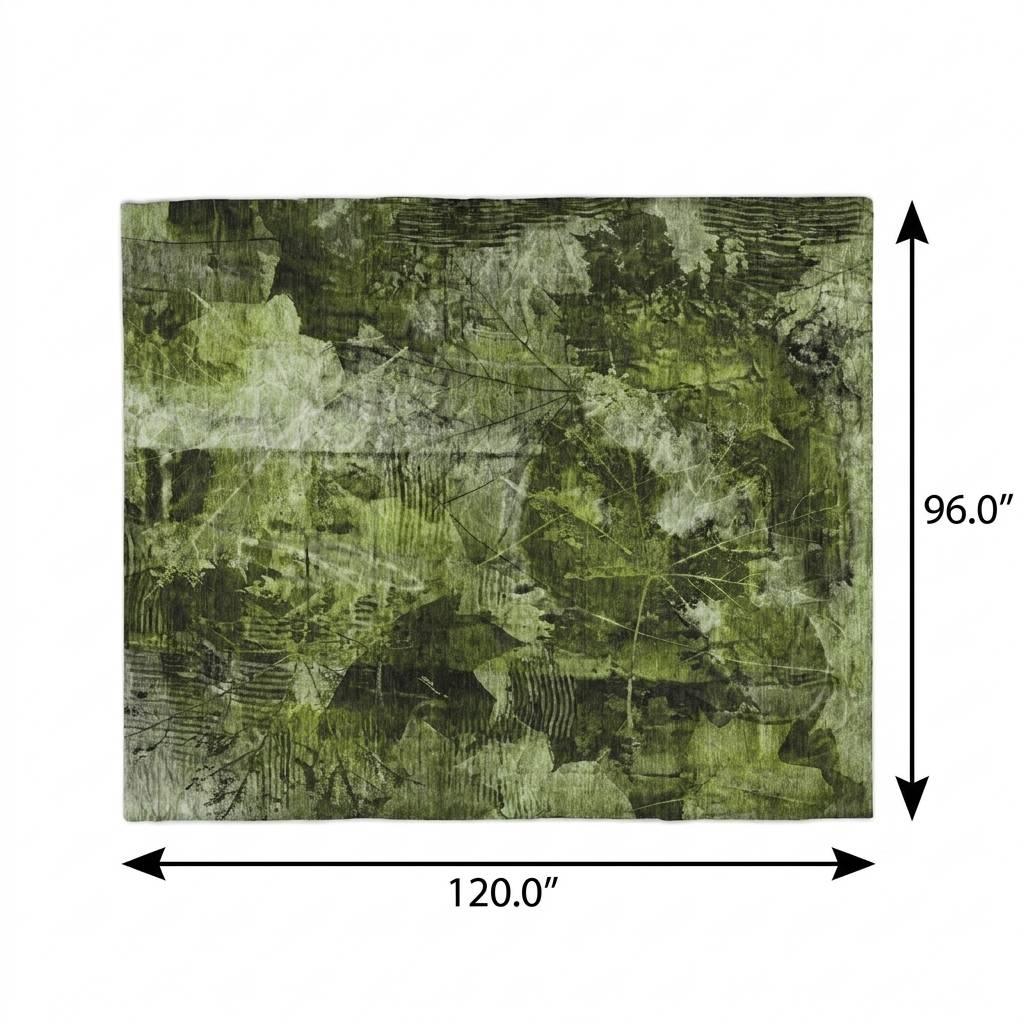 8' X 10' Green And Charcoal Floral Shag Washable Area Rug With UV Protection - HomeRoots - Flyclothing LLC